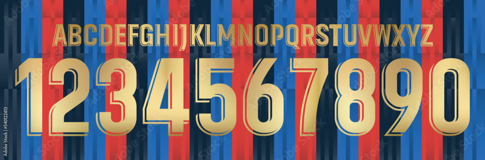 Poster font vector team 2022 kit sport style font. football style font with lines and points inside. messi.