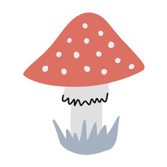 Mushroom amanita. Hand drawn simple vector illustration
