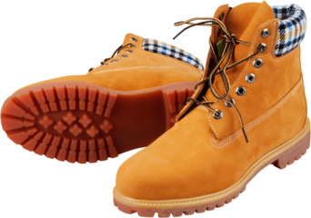 Pair of yellow working boots isolated on white background