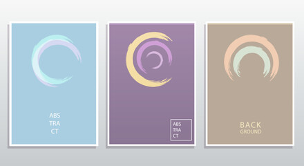 Creative abstract set minimal zen templates in gradient colors. Ring. Cute and minimal, business card, page cover, brochure, email header, post in social networks, advertising, corporate style.