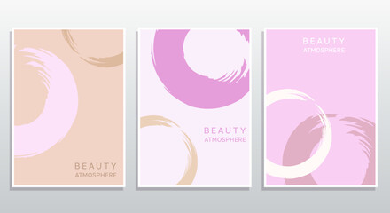 Creative abstract set minimal zen templates. Fashion beauty pink color. Lipstick track  page cover, brochure, email header, post in social networks, advertising, corporate style.