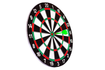 The darts hit the target. Darts game, no background. Successful business concept, leadership and victory