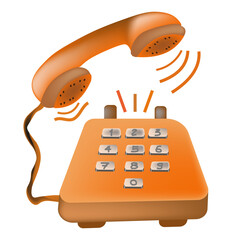 Phone call, drawing of old telephone , retro phone icon, cut out