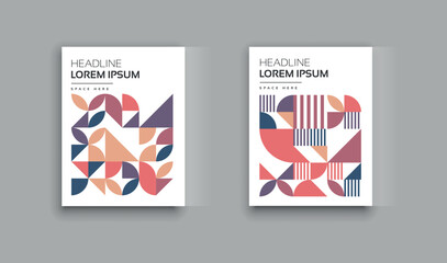Geometry orientation vector business presentation set mock-up pattern. Company branding pattern covers design layout bundle, poster, annual report, and geometric concept cover. Minimalistic retro.