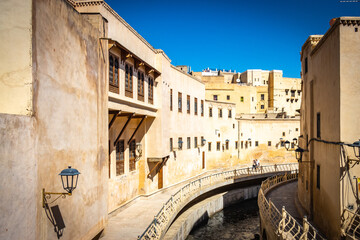 view of the old town, medina of fez, fes, fez el bali, morocco, north africa - obrazy, fototapety, plakaty