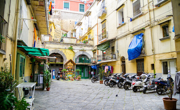 Crowded streets in Naples Italy