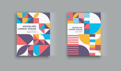 Geometry orientation vector business presentation set mock-up pattern. Company branding pattern covers design layout bundle, poster, annual report, and geometric concept cover. Minimalistic retro.