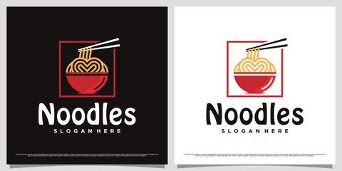 Japanese ramen noodle logo design template with simple concept and creative element