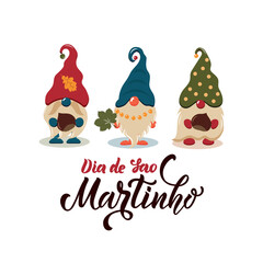 Portugal Traditional Celebration on November 11 Dia de Sao Martinho (meaning St. Martin's Day). Portuguese Handwritten Text. Hand Lettering Typography, Modern Brush Calligraphy, Vector Illustration