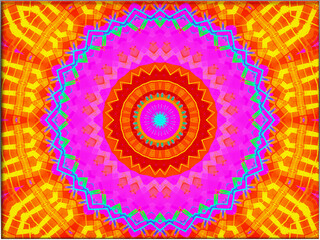 Obraz premium Abstract, Multi Coloured Circles, and Patterns, within a Border digital art