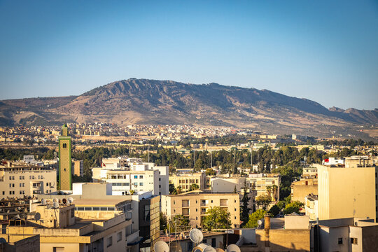 View Over City Of Fez, Fes, Panorama, Morocco, North Africa, Atlas Mountains,