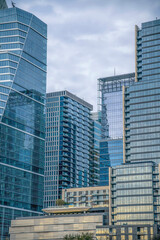 Obraz premium Modern buildings against cloudy sky background in downtown Austin Texas