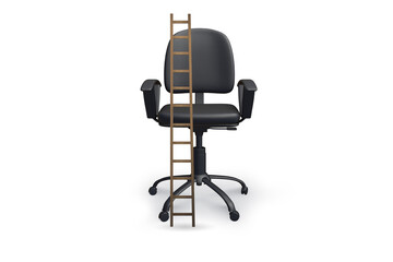 Office chair with ladder in career concept