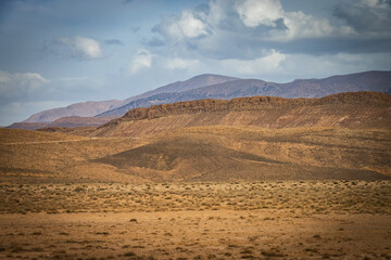 Fototapeta na wymiar landscape in atlas mountains, desert, path, morocco, north africa