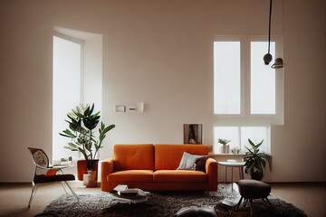 Fototapeta premium Minimal living room interior illustration