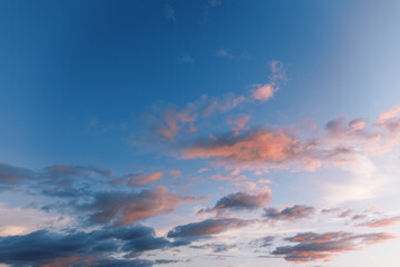 Pink clouds and blue sky