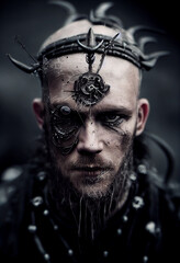 Dark shaman viking 3D rendered