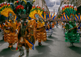 Parade on the "Day of cultural diversity" (October 10th). Buenos Aires, Argentina.