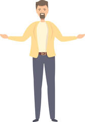 Young teacher icon cartoon vector. Male character. Person lecture