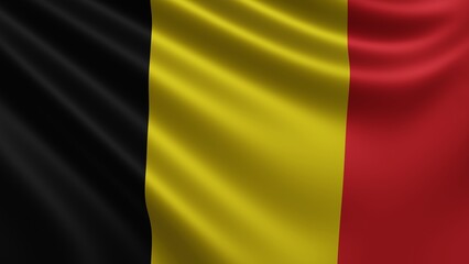 Render of the Belgium flag flutters in the wind close-up, the national flag of Belgium flutters in 4k resolution, close-up, colors: RGB. High quality photo