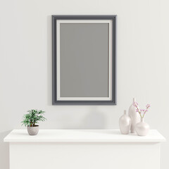 Front view dark portrait single frame mockup - white PVC table