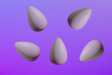 3d illustration of a group of white eggs