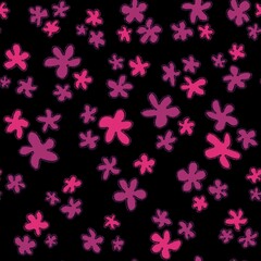 Fototapeta na wymiar Trendy fabric pattern with hand drawn miniature purple flowers on black background.Fashion design.Motifs scattered random.Elegant template for fashion prints,fashion textile,fabric,gift wrapping paper
