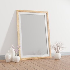 Single Angled View Wooden Frame Mockup