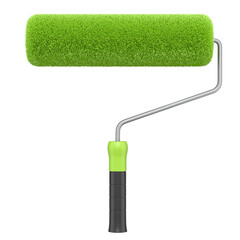 Paint roller for painting walls and renovating apartment on white background.