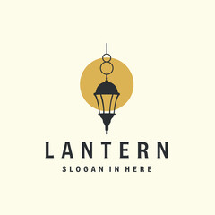 lantern or lamp with vintage style logo vector illustration template graphic design