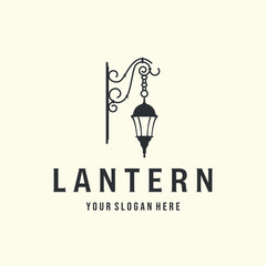 Fototapeta na wymiar vector of lantern or lamp with vintage style logo illustration template graphic design