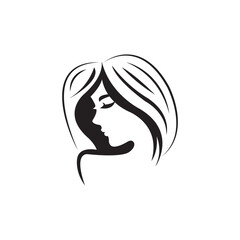 woman face icon logo vector design template