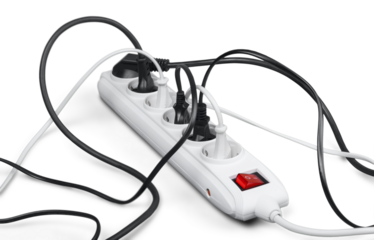 Electrical power outlet with cords on board