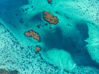 Fototapeta na wymiar Aerial view ofLofoten in Autum, great color of water.