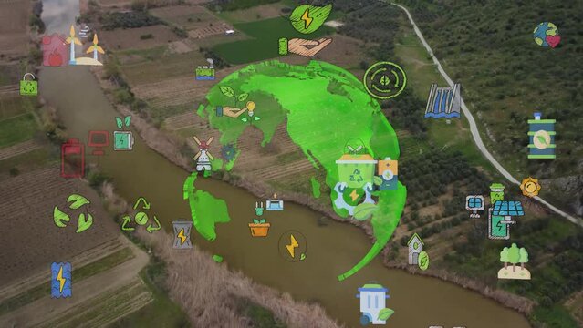 Environmental technology and innovation, for conserve the natural environment. Sustainable development green technologies futuristic planet earth. . High quality 4k footage
