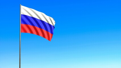 Russia flag is waving in front of blue sky 3d-rendering