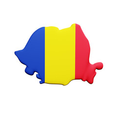 PNG 3D Rendering of Romania Flag Map
