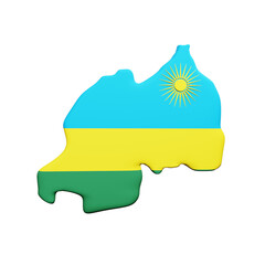 PNG 3D Rendering of Rwanda Flag Map
