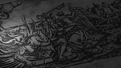 Old engraving representing the demon 01 - 3d Illustration