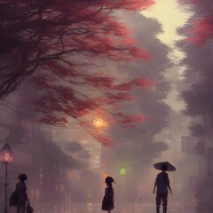 Walking in the rain in Tokyo