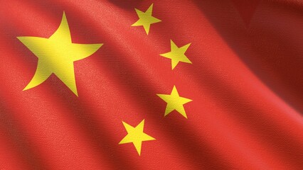 the flag of china waving in the wind 3d-rendering