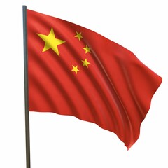 flag of china on a white background 3d-rendering