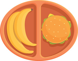 School lunch icon cartoon vector. Plastic container. Kid bag