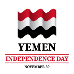 Yemen Independence Day typography poster. National holiday on November 30. Vector template for banner, flyer, postcard, etc