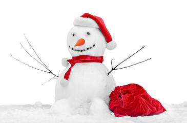 Cute little snowman isolated on white