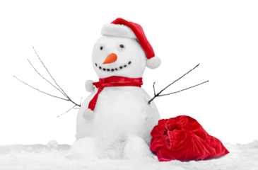 Cute little snowman isolated on white