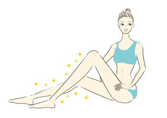 女性　足　脱毛イラスト