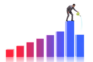 Businessman in investment growth concept with watering can