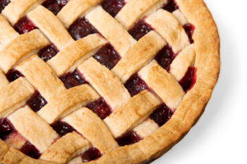 Delicious baked cherry pie, top view