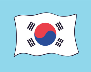 South Korea flag cartoon vector icon